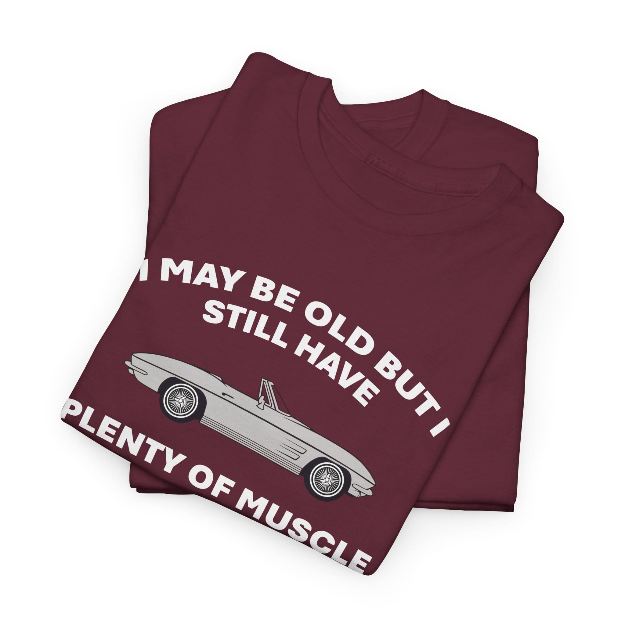 T SHIRT Folded MAROON 64 Corvette Silver