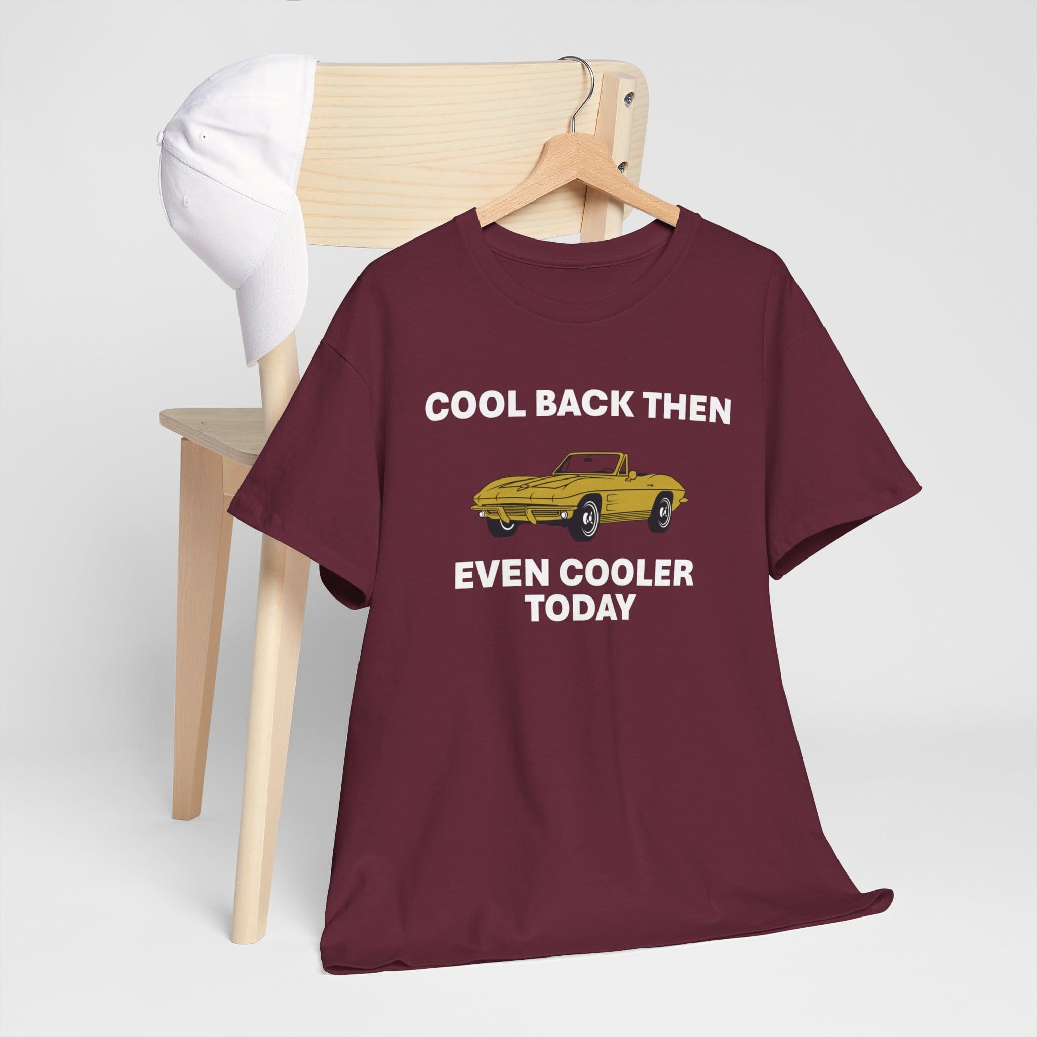 T-SHIRT MAROON '64 Corvette Butterscotch COOL BACK THEN EVEN COOLER TODAY