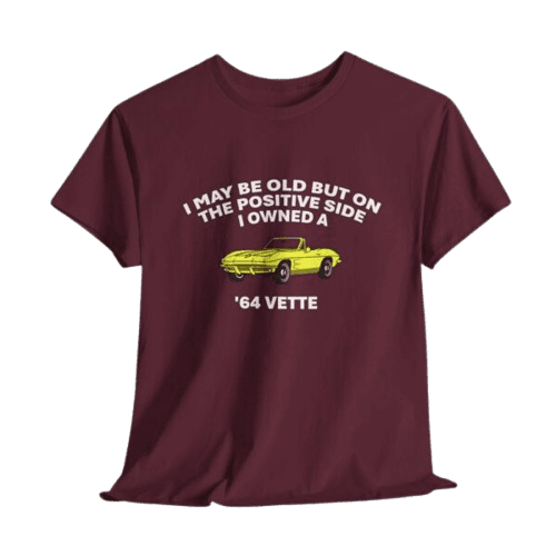 T SHIRT MAROON 1964 Corvette Yellow 600x600 removebg preview